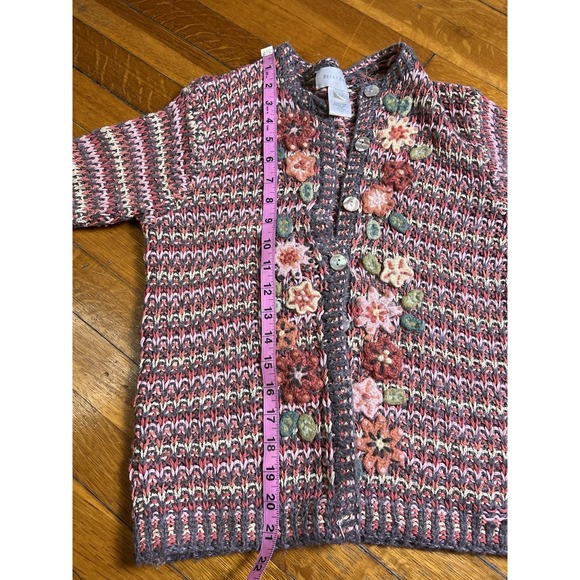 Vintage Susan Bristol Embroidered Floral Knit Cardigan Sweater Medium Petite - Picture 6 of 8
